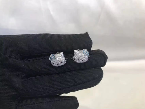 Blue Bow Hello Kitty Stud Earrings