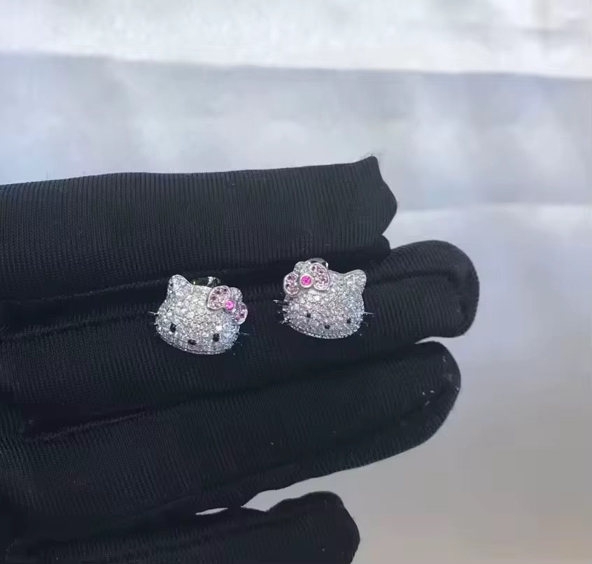 Pink Bow Hello Kitty Stud Earrings