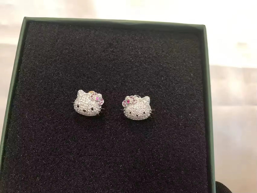 Pink Bow Hello Kitty Stud Earrings