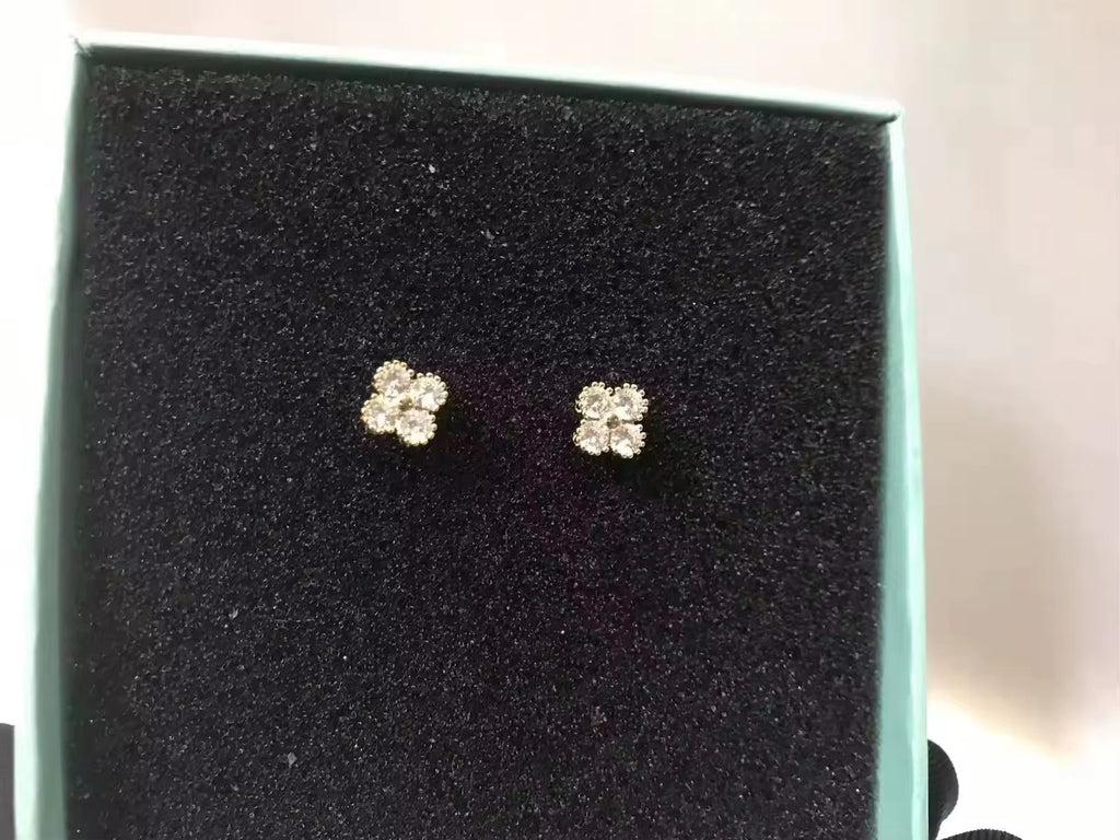 Four-Leaf Clover Crystal Stud Earrings
