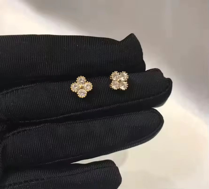 Four-Leaf Clover Crystal Stud Earrings