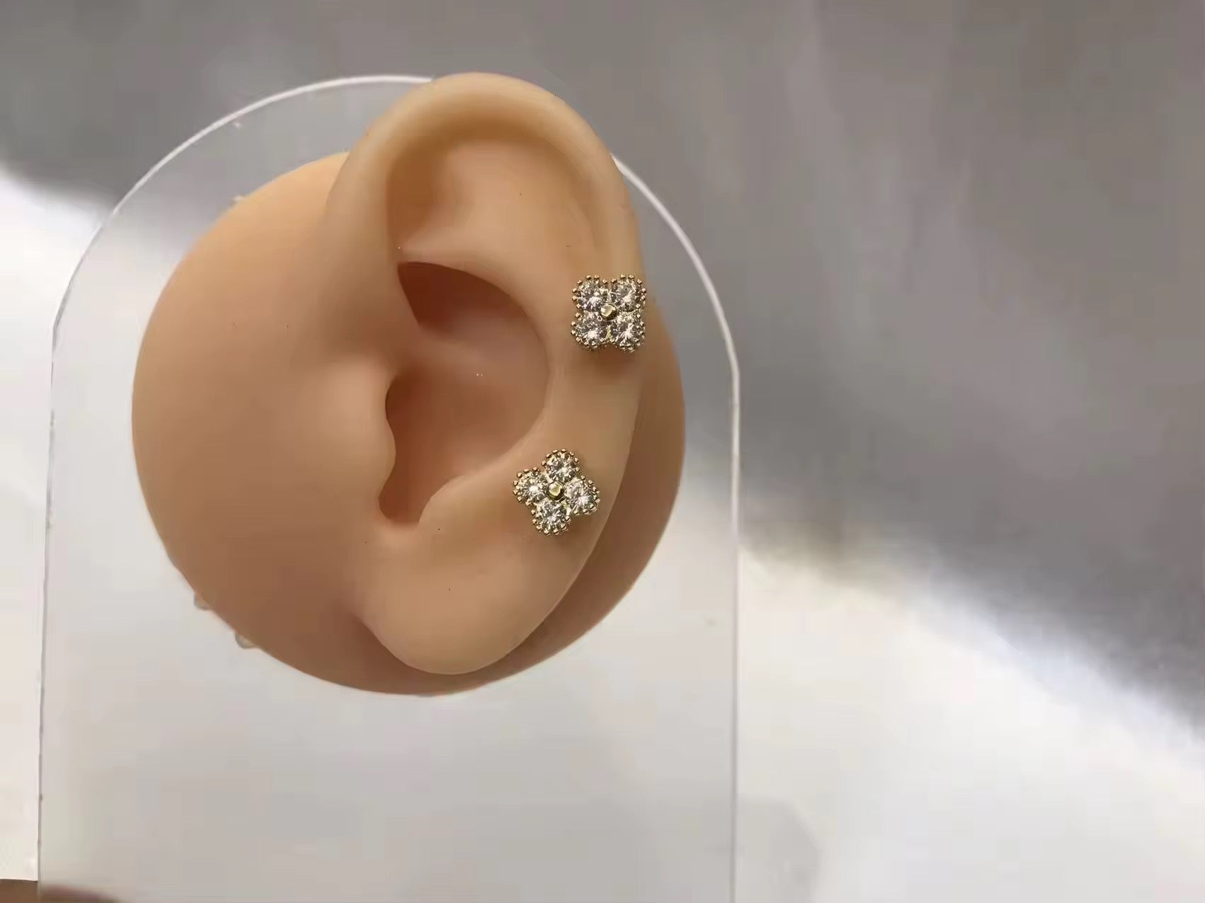 Four-Leaf Clover Crystal Stud Earrings