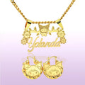 Custom Nameplate Necklace & Matching Character Hoop Earrings Set