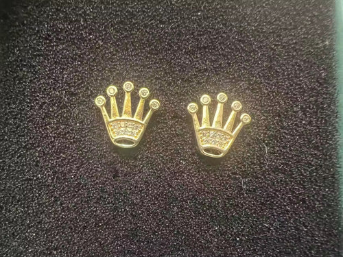 14K Gold Plated Luxury Crown Stud Earrings