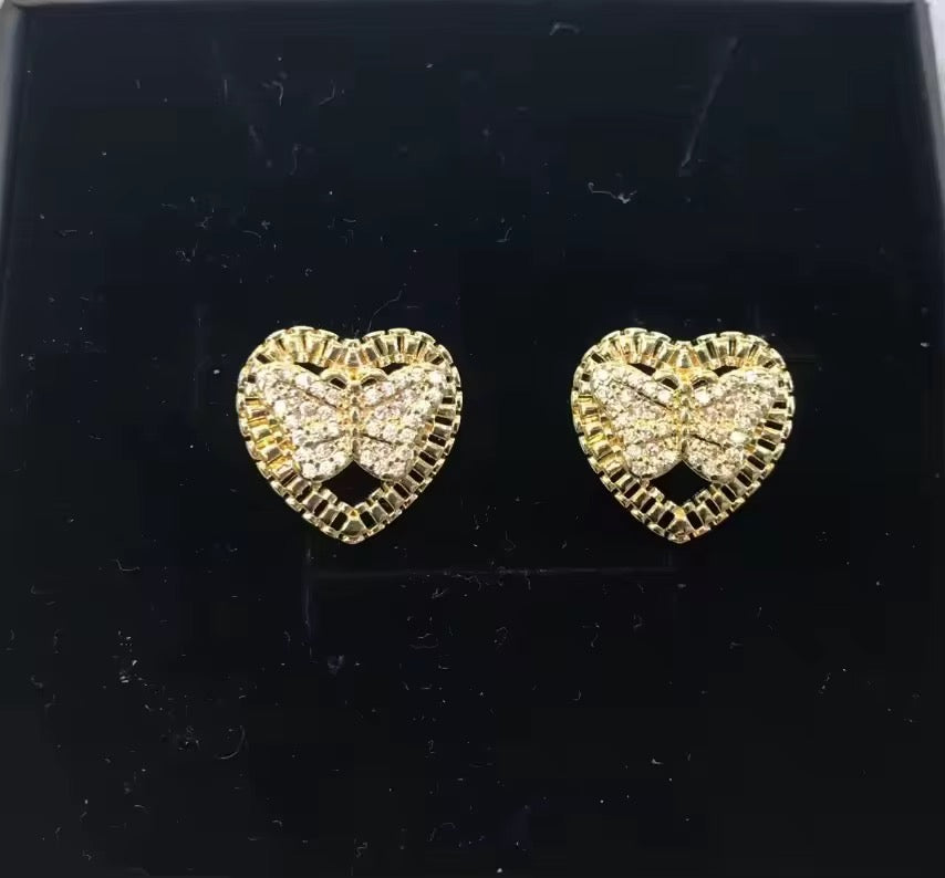 Butterfly Heart Stud Earrings