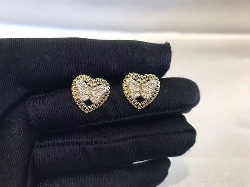 Butterfly Heart Stud Earrings