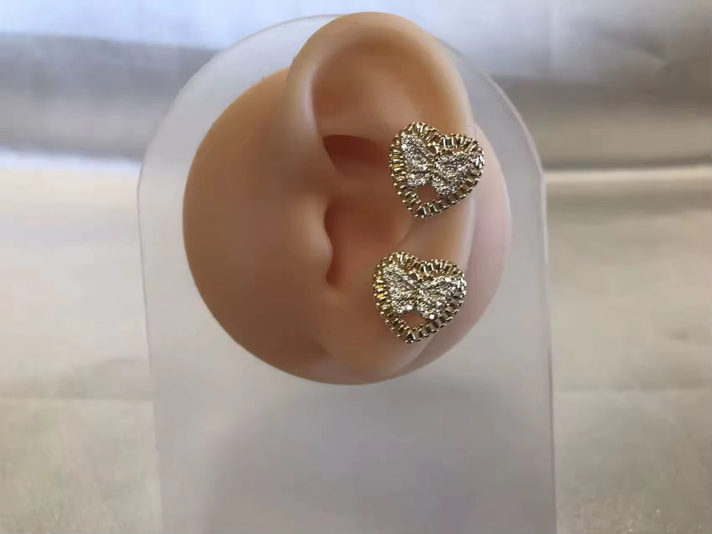 Butterfly Heart Stud Earrings